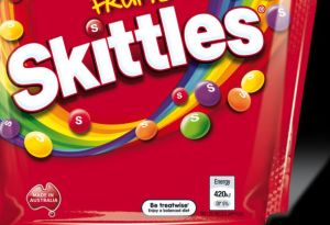 The improved Be treatwise logo, pictured here on Wrigley's Skittles, provides a visual reminder that confectionery is a treat.